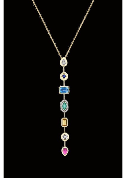 Kristal 7 Taşlı Şans Çakrası Çelik Kolye