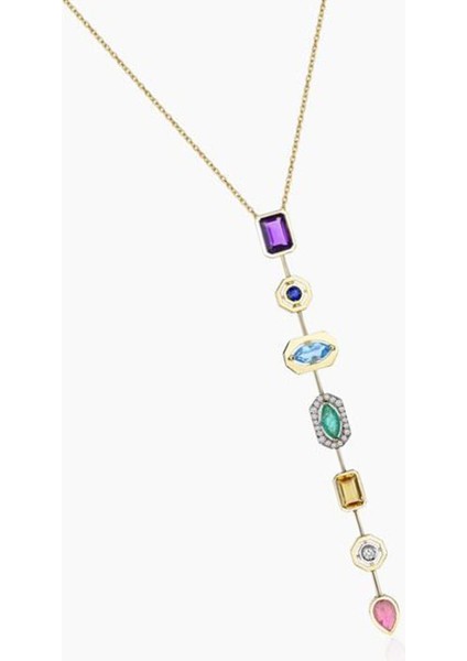 Kristal 7 Taşlı Şans Çakrası Çelik Kolye modelleri