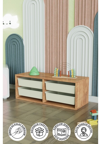 4 Sepetli "meluki" Çok Amaçlı Oyuncak Dolabı Mutfak Banyo Kiler Dolabı