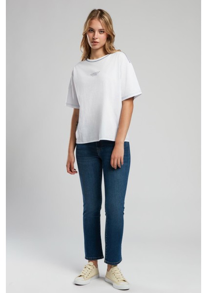 Karbe Kadın %100 Pamuk O Yaka T-Shirt Ekru-L