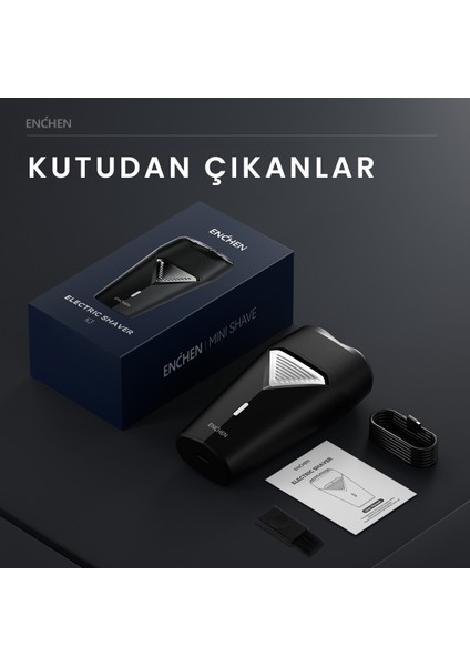 K3 Siyah Taşınabilir Seyahat Boy Mini Şarjlı Tıraş Makinesi