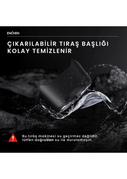 K3 Siyah Taşınabilir Seyahat Boy Mini Şarjlı Tıraş Makinesi
