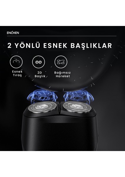 K3 Siyah Taşınabilir Seyahat Boy Mini Şarjlı Tıraş Makinesi