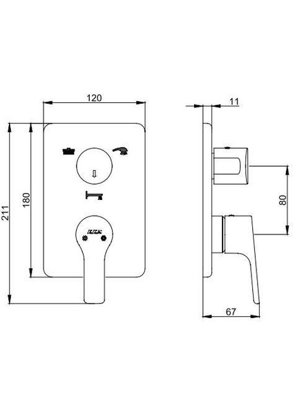 Eca Luna Ankastre Duş Seti - 3 Yollu / 7 Parça Set - ECA.ANKSET.BD312 modelleri