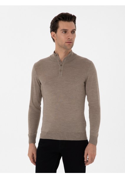 Erkek Vizon Slim Fit Kazak 50311699-VR052