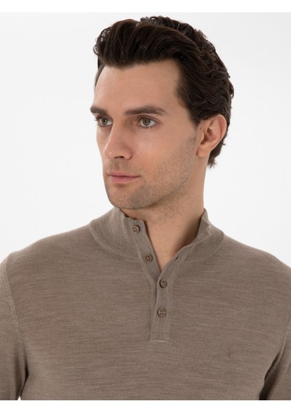 Erkek Vizon Slim Fit Kazak 50311699-VR052