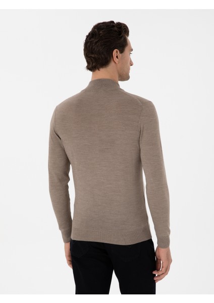 Erkek Vizon Slim Fit Kazak 50311699-VR052