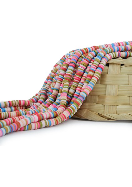 Fimo Boncuk Dizisi 6 mm | Karışık Renk Model-14