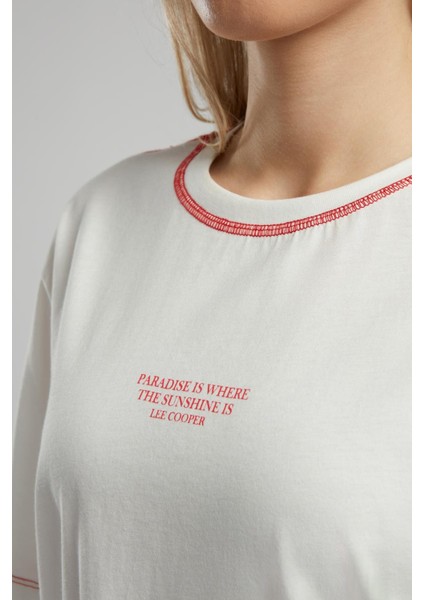 Karbe Kadın %100 Pamuk O Yaka T-Shirt Ekru-K fırsatları