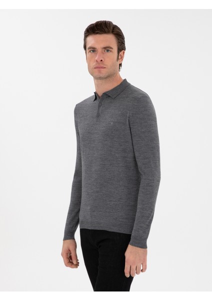 Erkek Füme Slim Fit Basic Kazak 50293274-VR058
