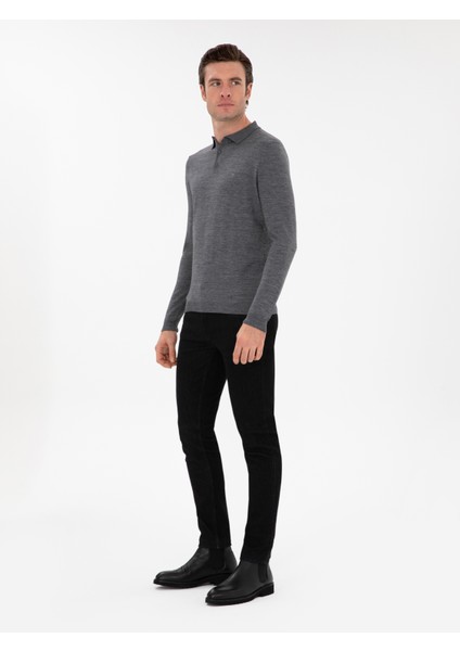 Erkek Füme Slim Fit Basic Kazak 50293274-VR058 fırsatları