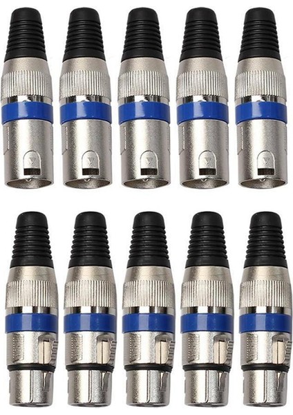 10 Adet Xlr 3pin Erkek ve Dişi Mıc Jack Tak Ses Mikrofon Tel Kablo Konektörü (Yurt Dışından)