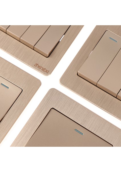 Altın Duvar Anahtarı 1/2/3/4 Gang 1 Yollu Düğme Duvar Işık Anahtarı Açma / Kapama Düğmesi (Yurt Dışından) modelleri