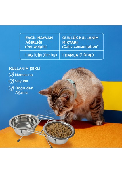 Kediler için Premium Multi Vitamin Damla, Doğal ve Organik Içerikli Kedi vitamini, 50 ML