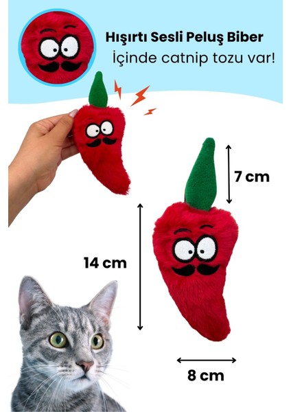 Hışırtı Sesli Kedi Oyuncak Seti (2’li) – Peluş Patlıcan & Biber Catnipli Kedi Oyuncakları fiyatları