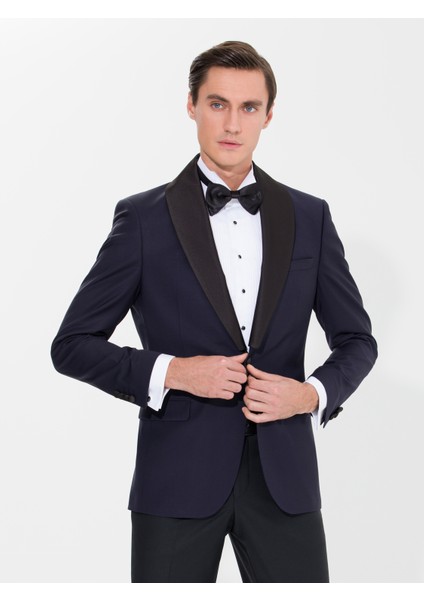 Erkek Lacivert Slim Fit Smokin Ceket 50266999-VR033 fiyatları