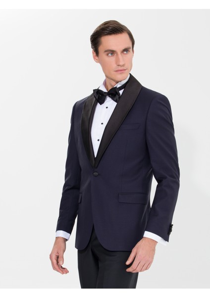 Erkek Lacivert Slim Fit Smokin Ceket 50266999-VR033 fırsatları