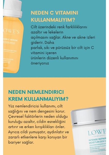 Avantajlı 2'li Bakım Seti Cilt Lekelerine Karşı Vitamin C Serum, Nemlendirici Cilt Krem