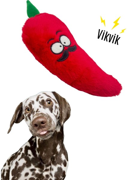 Tombik Biber Köpek Oyuncağı Kırmızı Renkli, Vikvik Sesli Peluş Köpek Oyuncağı Köpek Uyku Arkadaşı