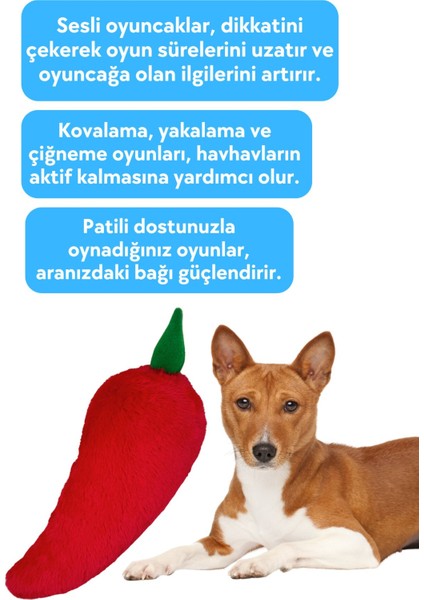 Tombik Biber Köpek Oyuncağı Kırmızı Renkli, Vikvik Sesli Peluş Köpek Oyuncağı Köpek Uyku Arkadaşı