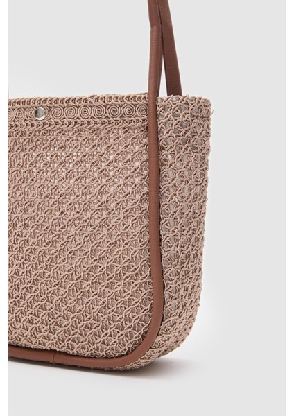 Palma Vizon Handmade Midi Hasır Omuz Çantası