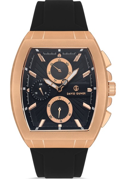 Davıd Guner Rose Kaplamalı Siyah Kadranlı Erkek Kol Saati DG-8486GD-R2