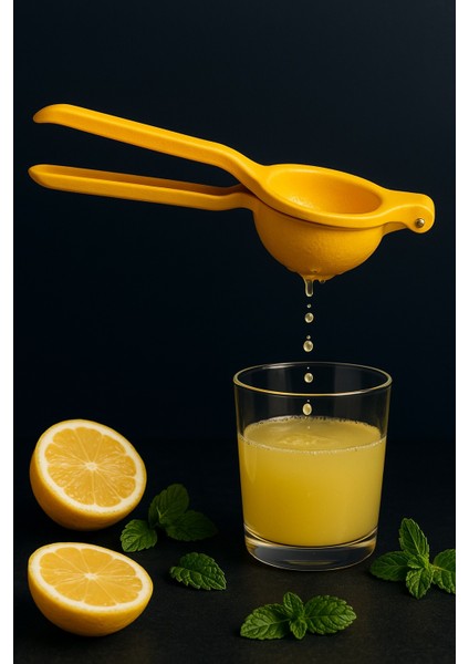 Metal Narenciye Limon Sıkacağı Özel Tasarım Desenli Limon Portakal Sıkacağı Mat Siyah