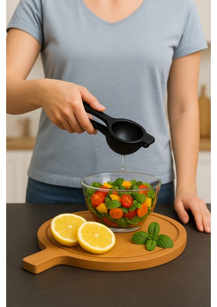 Metal Narenciye Limon Sıkacağı Özel Tasarım Desenli Limon Portakal Sıkacağı Mat Siyah