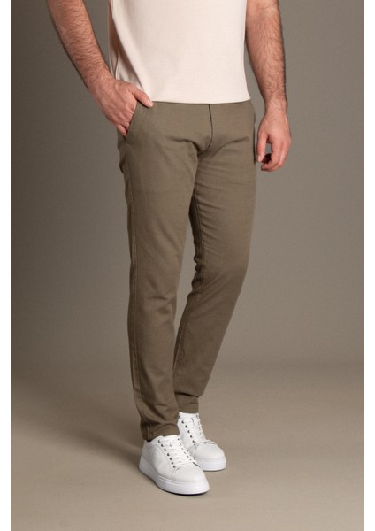 Erkek Haki Keten Pantolon