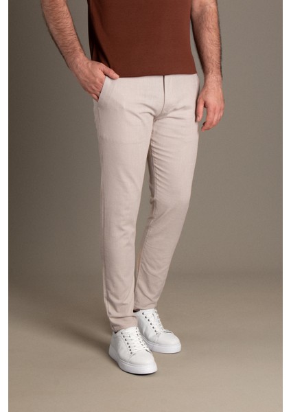 Zekiözer Erkek Bej Keten Pantolon