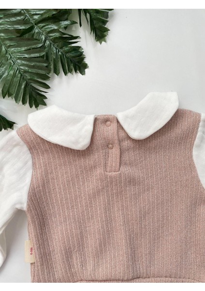 Necix's Bebe Pudra Rengi Bebe Yakalı Kız Bebek 2'li Takım modelleri