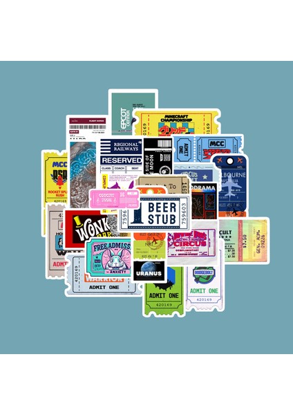 Bilet Sticker Paketi -Bullet Journal - Ajanda - Planner - Defter - Laptop Etiket Çıkartma Çok Renkli 10 x 15 Paket Boyutu 3 x 5 cm Stickerlar Paket Içeriği 25 Adet Dadi Ramba Sticker