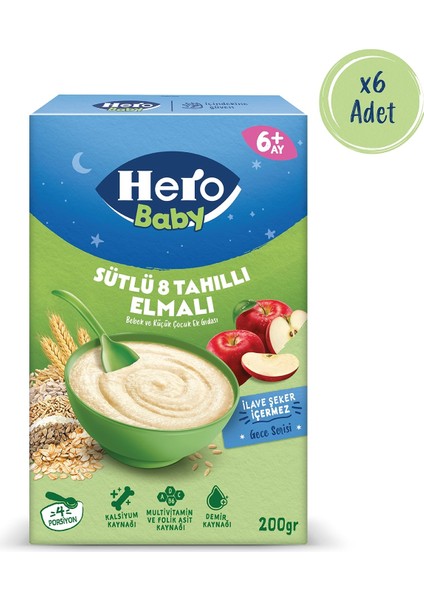 Sütlü 8 Tahıllı Elmalı 200g x6
