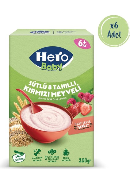 Sütlü Kırmızı Meyveli 8 Tahıllı 200g x6