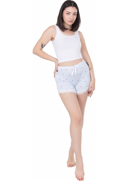 Looksense Kadın Açık Mavi Dantelli Şort 03100