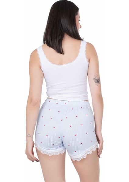 Looksense Kadın Açık Mavi Dantelli Şort 03100