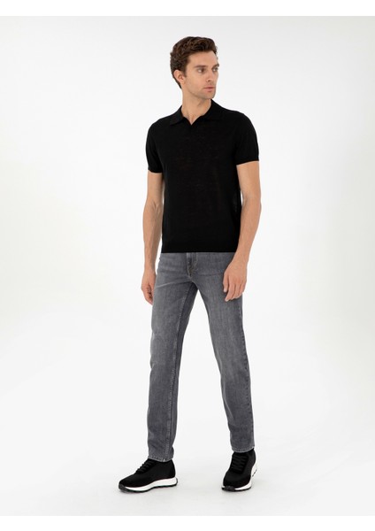 Erkek Siyah Slim Fit Polo Yaka Triko T-Shirt 50303284-VR046 fırsatları