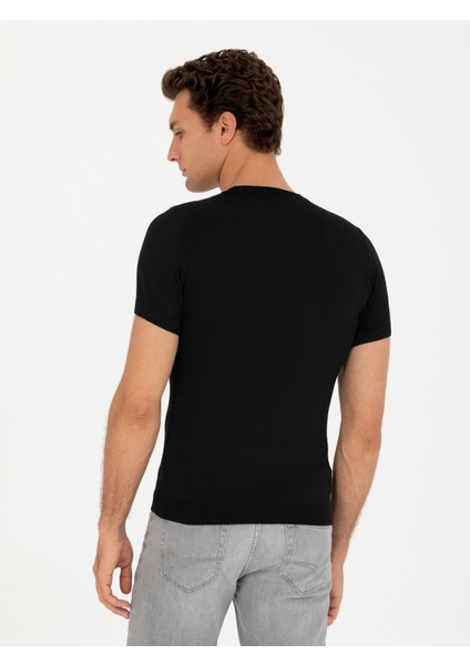 Erkek Siyah Slim Fit Bisiklet Yaka Triko T-Shirt 50267842-VR046 indirimleri