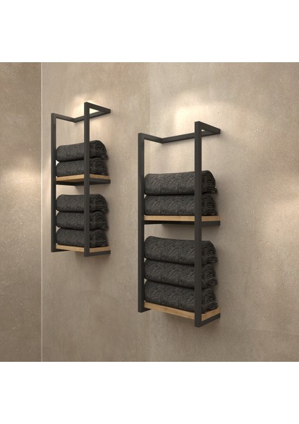 Dekoratif Metal Banyo Düzenleyici - Metal Açık Havluluk - Metal Organizer - 18