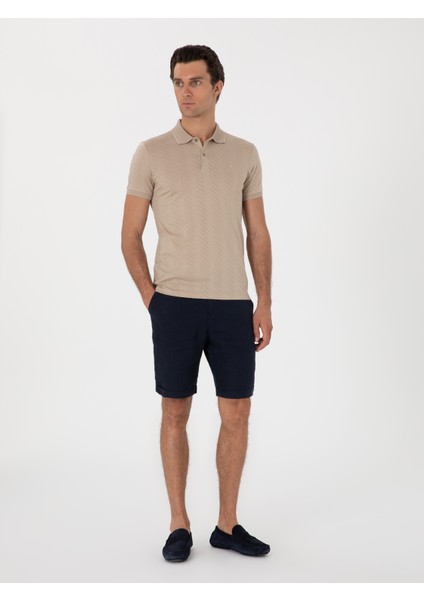 Erkek Vizon Slim Fit Desenli Polo Yaka T-Shirt 50300721-VR052