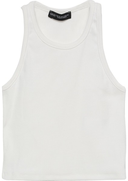 Halter Yaka Crop Atlet - Ekru Ekru - S