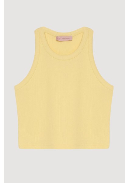 Halter Yaka Crop Atlet - Sarı Sarı - L
