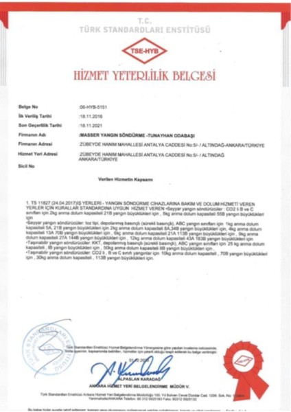 1 kg Yangın Söndürme Cihazı 4 Yıl Garantili