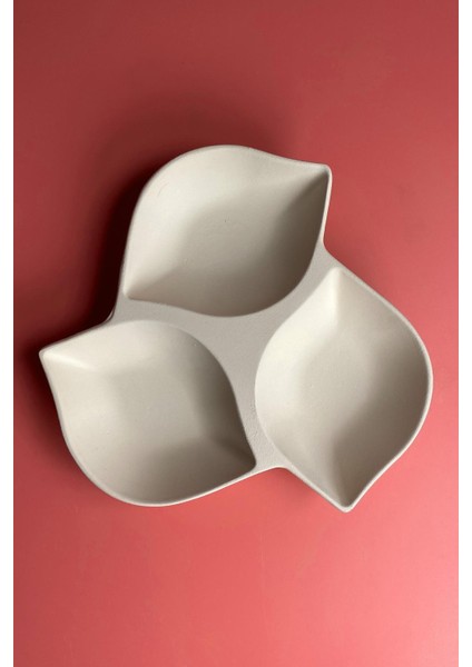 3'lü Yaprak Çerezlik - Seramik Bisküvi (Ham Ürün)