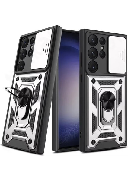 Samsung Galaxy S24 Fe Qubec Serisi Kamera Kapaklı Yüzük Standlı KILIF-AL5117