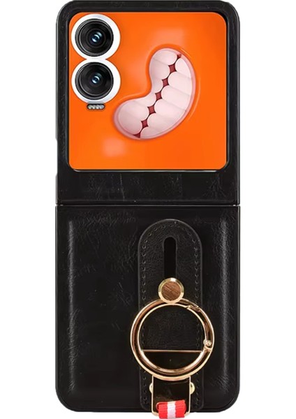 Tecno Phantom V Flip2 Askılıklı Standlı Açacaklı Deri KILIF-AL5118