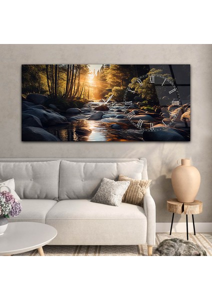 Yatay Saatli Yandan Sanat Temalı Cam Tablo YSYS276 modelleri