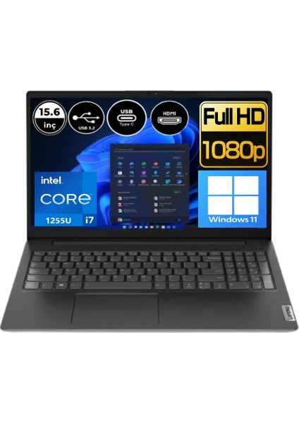 V15 G3 Intel Core I7-1255U 12 GB Ram 256 GB SSD Windows 11 Pro 15.6" Fhd 82TT00C6TXEP6 + Elektropasaj Çanta