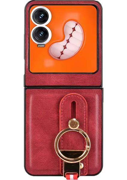 Tecno Phantom V Flip2 Askılıklı Standlı Açacaklı Deri KILIF-AL5118