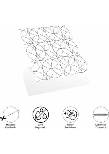 4'lü Paket 30 cm x 30 cm Ebatında Siyah Daire Geometrik Model Pvc Duvar Karosu fiyatları